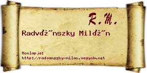 Radvánszky Milán névjegykártya